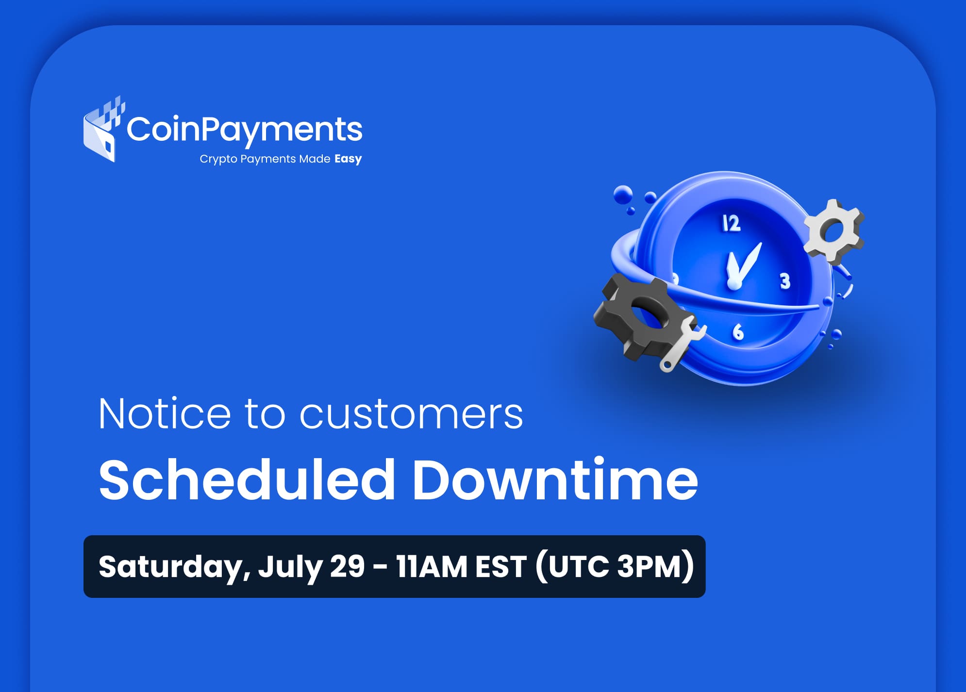 CoinPayments Announcement: Scheduled Website Downtime for Routine Maintenance